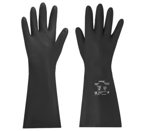 Перчатки латексные КЩС-2 STRONG химически устойчивые, тактильные, чёрные, размер 9-9,5, L (большой), RABBITEX (РАББИТЕКС) EXPERT, 609268