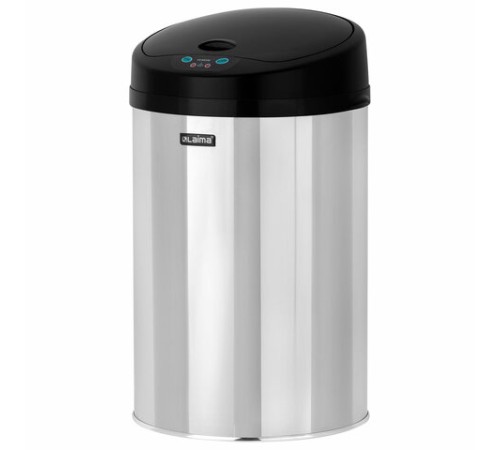Ведро для мусора СЕНСОРНОЕ 12 л, нержавеющая сталь, черная матовая крышка, питание от 4-х батареек AA (не входят в комплект), LAIMA, 609326