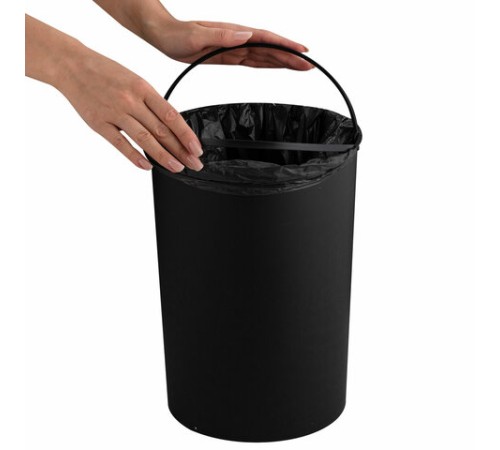 Ведро для мусора СЕНСОРНОЕ 12 л, нержавеющая сталь, черная матовая крышка, питание от 4-х батареек AA (не входят в комплект), LAIMA, 609326