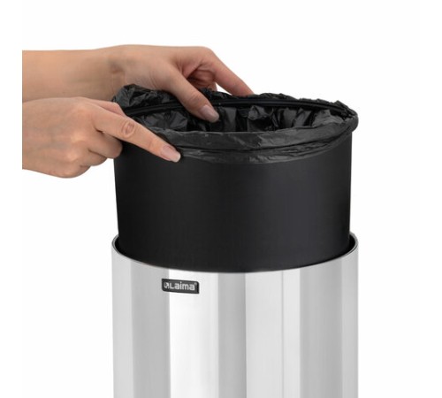 Ведро для мусора СЕНСОРНОЕ 12 л, нержавеющая сталь, черная матовая крышка, питание от 4-х батареек AA (не входят в комплект), LAIMA, 609326