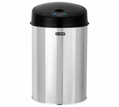 Ведро для мусора СЕНСОРНОЕ 12 л, нержавеющая сталь, черная матовая крышка, питание от 4-х батареек AA (не входят в комплект), LAIMA, 609326