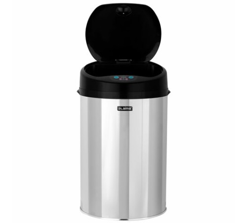 Ведро для мусора СЕНСОРНОЕ 12 л, нержавеющая сталь, черная матовая крышка, питание от 4-х батареек AA (не входят в комплект), LAIMA, 609326