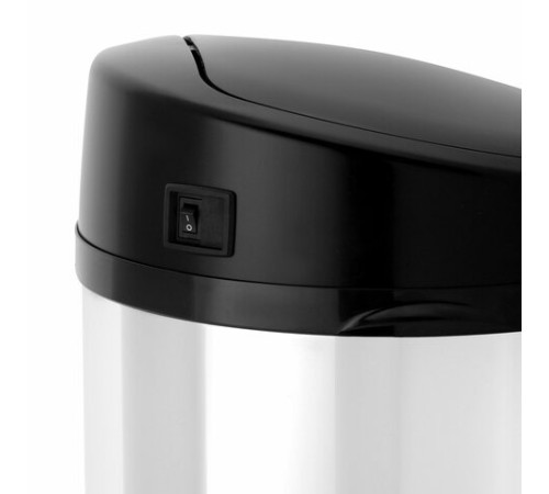 Ведро для мусора СЕНСОРНОЕ 12 л, нержавеющая сталь, черная матовая крышка, питание от 4-х батареек AA (не входят в комплект), LAIMA, 609326