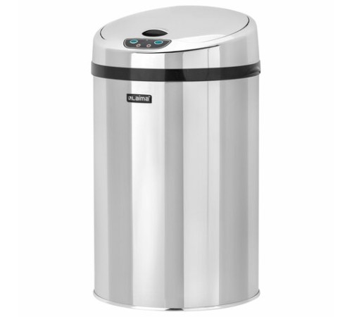 Ведро для мусора СЕНСОРНОЕ 12 л, нержавеющая сталь, зеркальная крышка, питание от 4-х батареек AA (не входят в комплект), LAIMA, 609327
