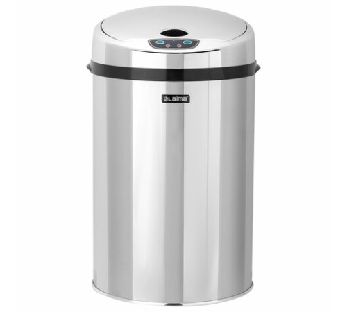 Ведро для мусора СЕНСОРНОЕ 12 л, нержавеющая сталь, зеркальная крышка, питание от 4-х батареек AA (не входят в комплект), LAIMA, 609327