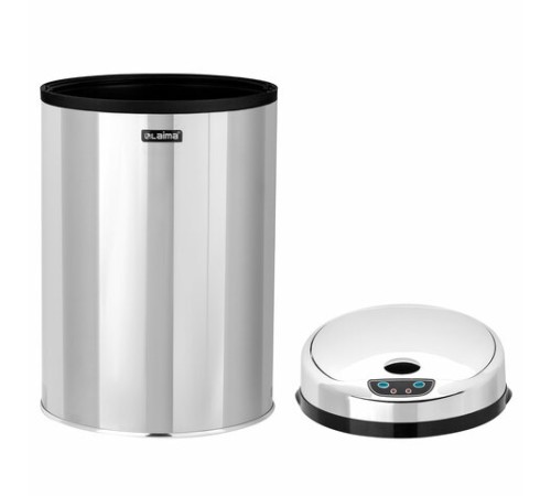 Ведро для мусора СЕНСОРНОЕ 12 л, нержавеющая сталь, зеркальная крышка, питание от 4-х батареек AA (не входят в комплект), LAIMA, 609327