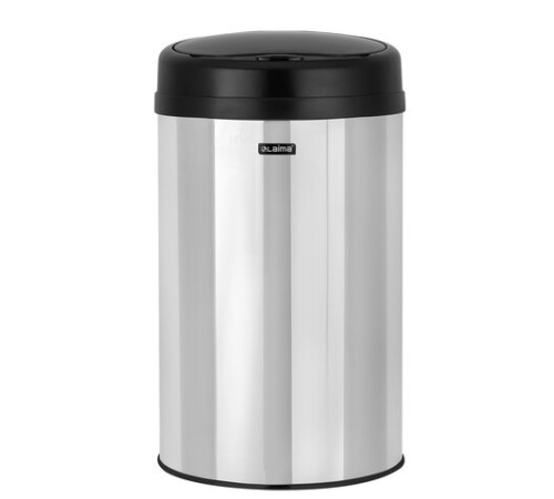 Ведро для мусора СЕНСОРНОЕ 30 л, нержавеющая сталь, черная матовая крышка, питание от 4-х батареек AA (не входят в комплект), LAIMA, 609328