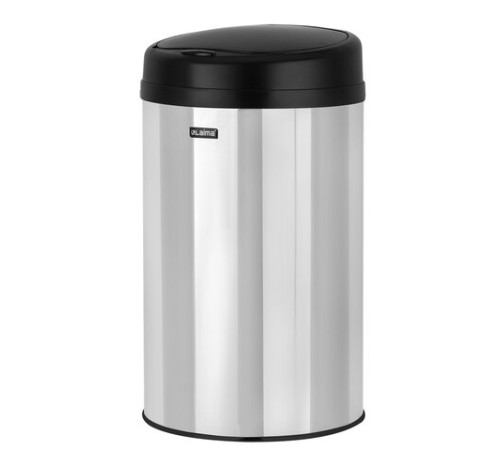 Ведро для мусора СЕНСОРНОЕ 30 л, нержавеющая сталь, черная матовая крышка, питание от 4-х батареек AA (не входят в комплект), LAIMA, 609328