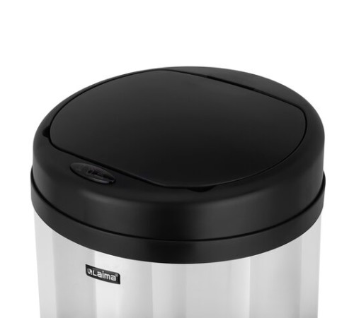 Ведро для мусора СЕНСОРНОЕ 30 л, нержавеющая сталь, черная матовая крышка, питание от 4-х батареек AA (не входят в комплект), LAIMA, 609328