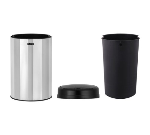 Ведро для мусора СЕНСОРНОЕ 30 л, нержавеющая сталь, черная матовая крышка, питание от 4-х батареек AA (не входят в комплект), LAIMA, 609328