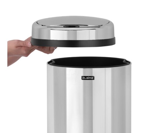 Ведро для мусора СЕНСОРНОЕ 30 л, нержавеющая сталь, зеркальная крышка, питание от 4-х батареек AA (не входят в комплект), LAIMA, 609329