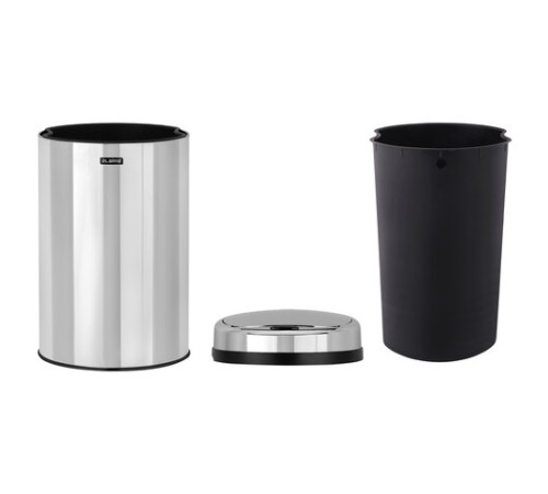 Ведро для мусора СЕНСОРНОЕ 30 л, нержавеющая сталь, зеркальная крышка, питание от 4-х батареек AA (не входят в комплект), LAIMA, 609329