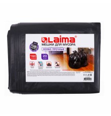 Мешки для мусора 160 л, черные, в пачке 20 шт., особо прочные, ПВД 50 мкм, 90х120 см, LAIMA