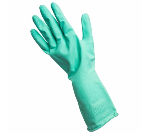 Перчатки МНОГОРАЗОВЫЕ латексные с ароматом АЛОЭ зеленые, хлопчатобумажное напыление, размер 7-8, M (средний), вес 58 г, КП, 139597