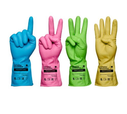 Перчатки МНОГОРАЗОВЫЕ виниловые ГОЛУБЫЕ усиленные ГИПОАЛЛЕРГЕННЫЕ, ТР ТС, PROFESSIONAL, размер 8-9, L (большой), вес 90 г, ADM, 31155