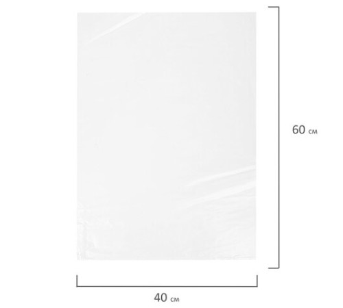 Пакеты фасовочные ПРОЧНЫЕ, первичный ПВД 40х60 см, КОМПЛЕКТ 100 шт., 40 мкм