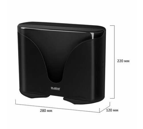 Диспенсер для полотенец EXTRA LAIMA PROFESSIONAL, (Система H2), Z-сложения, черный, ABS-пластик, 609473, 303369