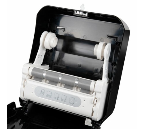 Диспенсер для полотенец в рулонах с автоотрезом листа EXTRA LAIMA PROFESSIONAL, (система H1), черный, ABS-пластик, 609476, 303053