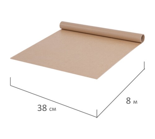 Бумага для выпечки силиконизированная, пергамент 38 см х 8 м, цвет коричневый, LAIMA, CH, 609581