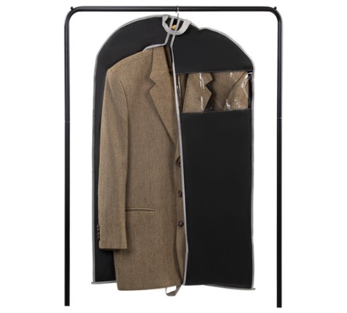 Чехол для одежды на молнии с ручками дорожный 60х120 см, черный, SHAMAANI (ШАМААНИ), 609603