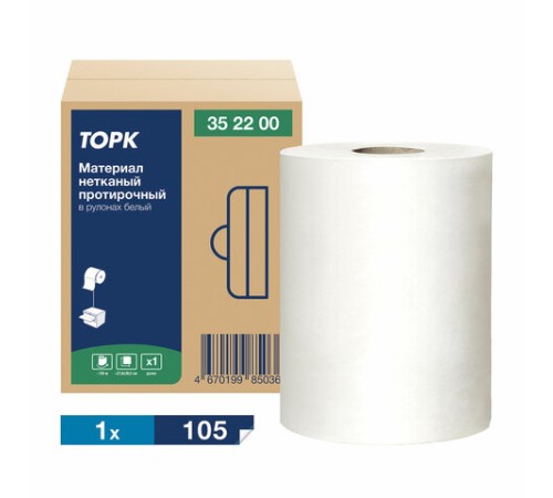 Протирочный нетканый материал TORK Advanced, 266 листов в рулоне, 39,5х27,6 см, белый, 352200
