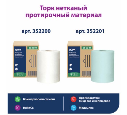 Протирочный нетканый материал TORK Advanced, 266 листов в рулоне, 39,5х27,6 см, белый, 352200