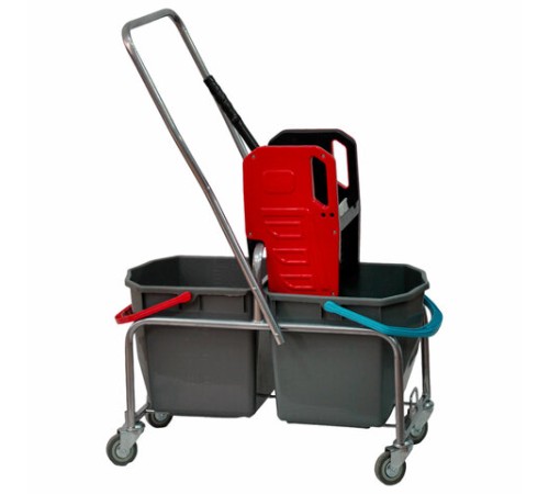 Тележка уборочная Eco-Force, 2 съемных ведра по 25 л, отжим, металлический каркас, бесшумные колеса, 22EF/2