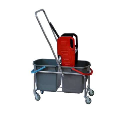 Тележка уборочная Eco-Force, 2 съемных ведра по 25 л, отжим, металлический каркас, бесшумные колеса, 22EF/2