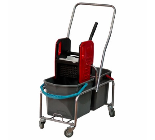 Тележка уборочная Eco-Force, 2 съемных ведра по 25 л, отжим, металлический каркас, бесшумные колеса, 22EF/2