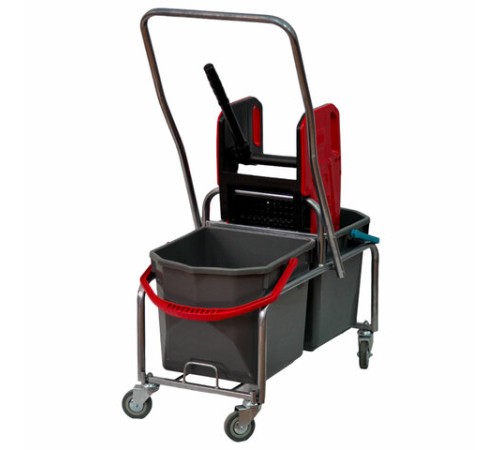 Тележка уборочная Eco-Force, 2 съемных ведра по 25 л, отжим, металлический каркас, бесшумные колеса, 22EF/2