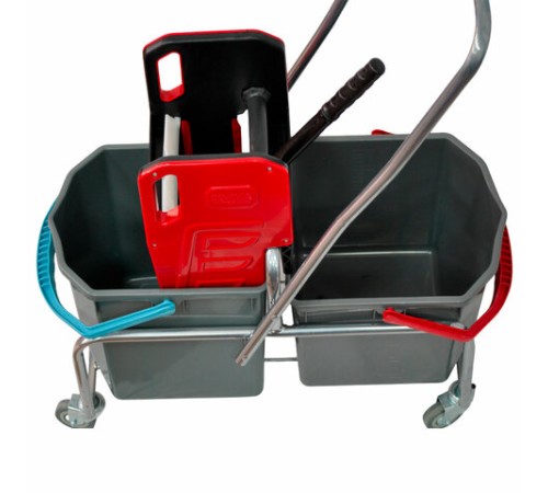 Тележка уборочная Eco-Force, 2 съемных ведра по 25 л, отжим, металлический каркас, бесшумные колеса, 22EF/2
