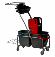 Тележка уборочная Eco-Force, 2 ведра по 25 л, отжим, лоток для химии, держатель для мешка, металлический каркас, бесшумные колеса, 22EF/6