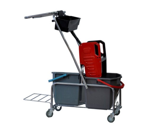 Тележка уборочная Eco-Force, 2 ведра по 25 л, отжим, лоток для химии, держатель для мешка, металлический каркас, бесшумные колеса, 22EF/6