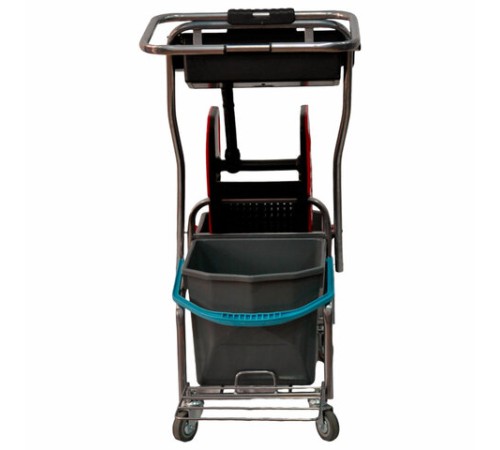 Тележка уборочная Eco-Force, 2 ведра по 25 л, отжим, лоток для химии, держатель для мешка, металлический каркас, бесшумные колеса, 22EF/6