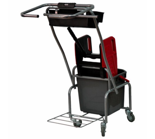 Тележка уборочная Eco-Force, 1 ведро 25л, отжим, лоток для химии, держатель для мешка, металлический каркас, бесшумные колеса, 21EF/6