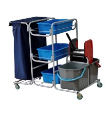 Тележка уборочная Eco-Force МНОГОФУНКЦИОНАЛЬНАЯ MEGA 2 ведра по 25 л, отжим, 3 поддона, держатель и основание для мешка, мешок, 26EF/1, 26EF/1 б/в