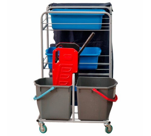 Тележка уборочная Eco-Force МНОГОФУНКЦИОНАЛЬНАЯ MEGA 2 ведра по 25 л, отжим, 3 поддона, держатель и основание для мешка, мешок, 26EF/1, 26EF/1 б/в