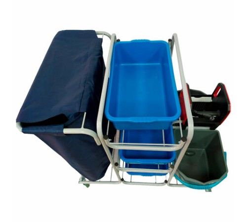 Тележка уборочная Eco-Force МНОГОФУНКЦИОНАЛЬНАЯ MEGA 2 ведра по 25 л, отжим, 3 поддона, держатель и основание для мешка, мешок, 26EF/1, 26EF/1 б/в