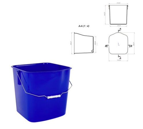 Ведро УНИВЕРСАЛЬНОЕ 25 л, СИНЕЕ, подходит для уборочных тележек, уборки, хранения, пластик, 609756, 25EC/6