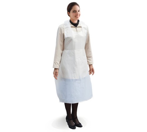 Фартуки полиэтиленовые, КОМПЛЕКТ 100 шт., одноразовые, размер 69 см х 107 см, плотность 14 мкм