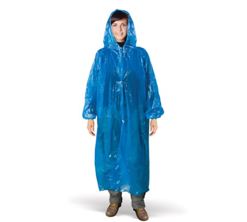Дождевик-плащ синий на кнопках полиэтиленовый, универсальный размер 118x70 см, Komfi