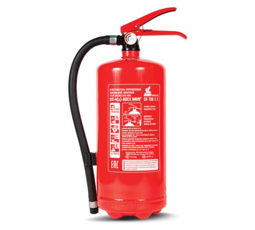 Огнетушитель порошковый ОП-4, АВСЕ (твердые, жидкие, газообразные вещества, электро установки), МИГ, 111-06/05