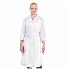 Халат медицинский женский белый, рукав 3/4, тиси, размер 48-50, рост 158-164, плотность ткани 120 г/м2, 610747