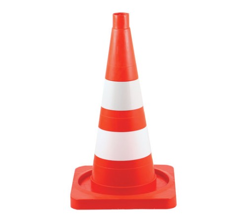 Конус сигнальный дорожный 510 мм КС-2.6 с белой и светоотражающей полосами, упругий, КС-2.6-П