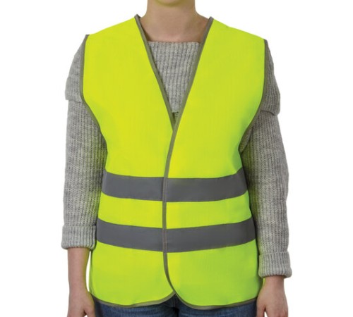 Жилет сигнальный, 2 светоотражающие полосы, ЛИМОННЫЙ, XXL (56-58), ГРАНДМАСТЕР, 610841