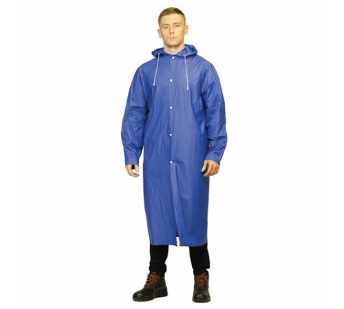 Дождевик-плащ синий на кнопках, EVA, многоразовый, прочный, универсальный размер, Komfi, 23319