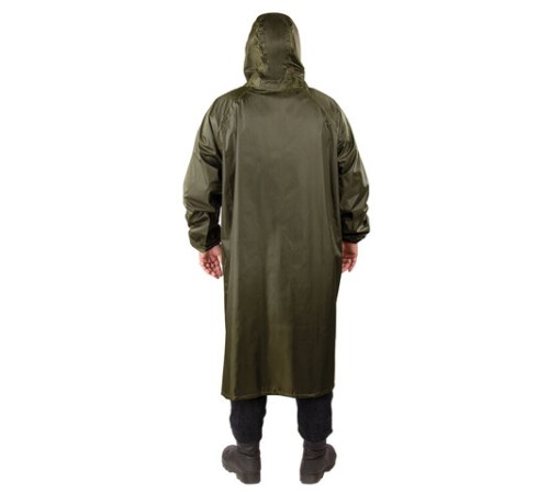 Дождевик-плащ цвета хаки на молнии многоразовый с ПВХ-покрытием, размер 56-58 (XXL), рост 170-176, ГРАНДМАСТЕР, 610848