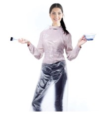 Фартуки полиэтиленовые, КОМПЛЕКТ 100 шт., одноразовые, СТАНДАРТ, размер 68 см х 110 см, плотность 12 мкм, LAIMA, 610850