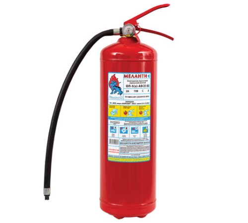 Огнетушитель порошковый ОП-5, АВСЕ(твердые в-ва, горючие жидкости и газы, электрооборудование до 1000В) закачной, в индивид. коробе, МЕЛАНТИ, ОП-5 АВСЕ