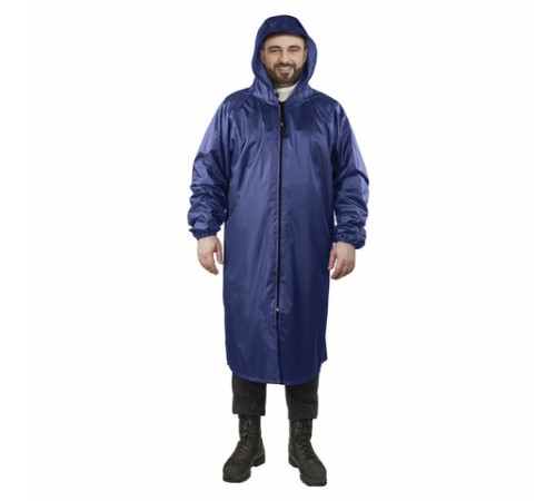 Дождевик-плащ синий на молнии многоразовый с ПВХ-покрытием, размер 60-62 (XXXL), рост 170-176, ГРАНДМАСТЕР, 610868